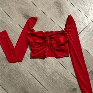 SHEIN Vibrant Red Long Sleeve Top